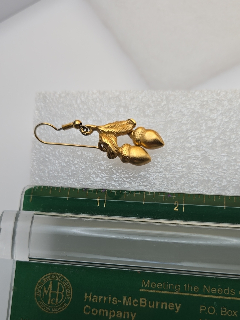 Monet Gold Acorn and Leaf Drop Earrings - Vintage Monet Earrings - Picture 6 of 16
